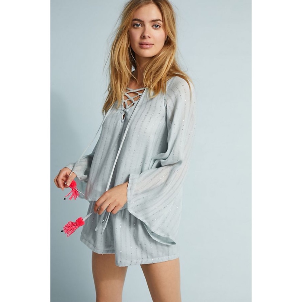 Light Blue Anthropologie Sundress Boho Blouse